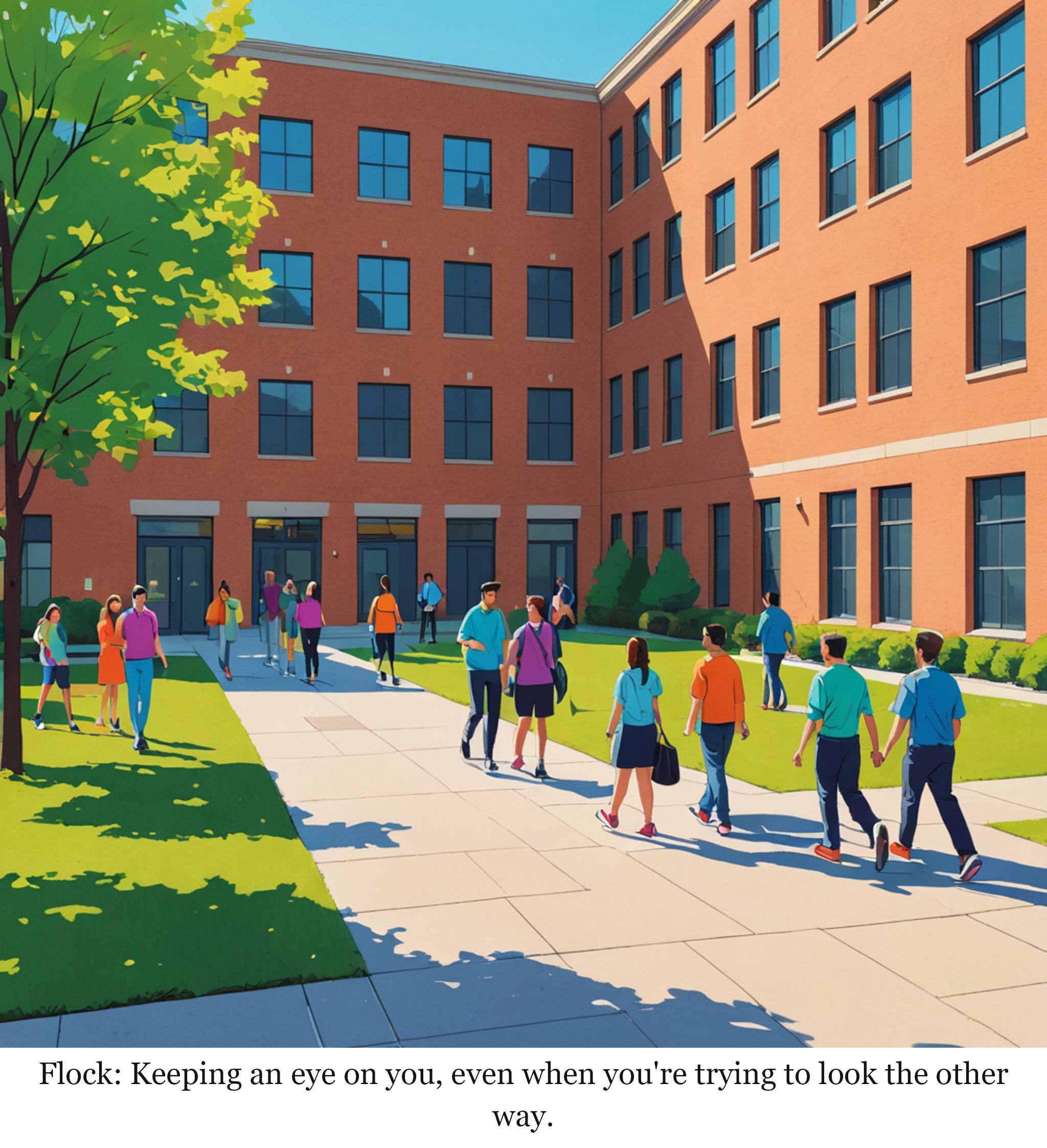 A college in Illinois tried to cancel its Flock contact and it refused — one-panel cartoon