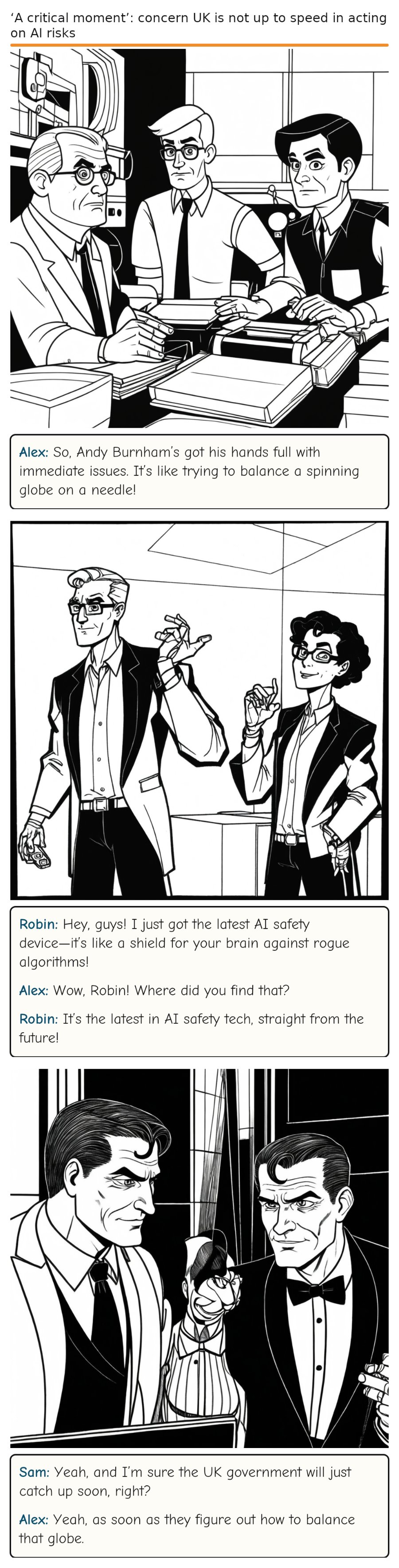 ‘A critical moment’: concern UK is not up to speed in acting on AI risks — comic strip