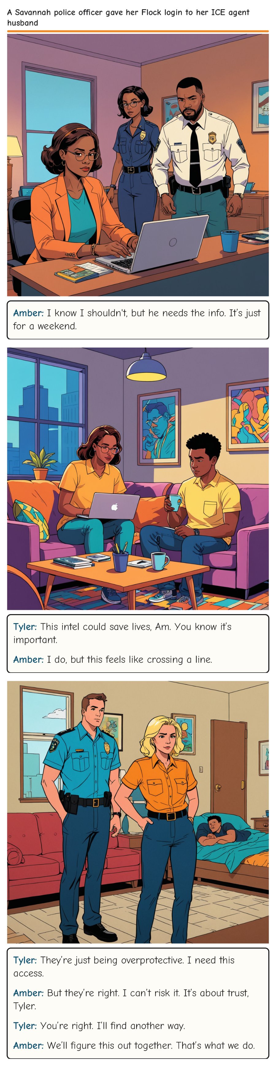 A Savannah police officer gave her Flock login to her ICE agent husband — comic strip