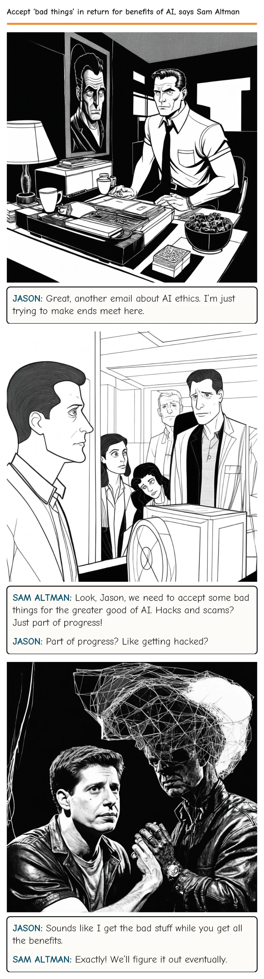 Accept ‘bad things’ in return for benefits of AI, says Sam Altman — comic strip