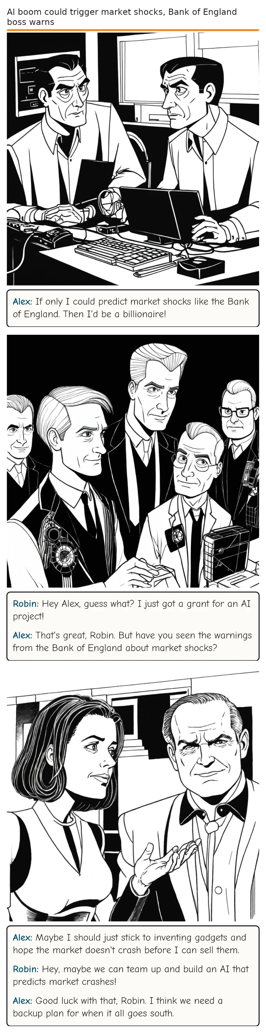 AI boom could trigger market shocks, Bank of England boss warns — comic strip