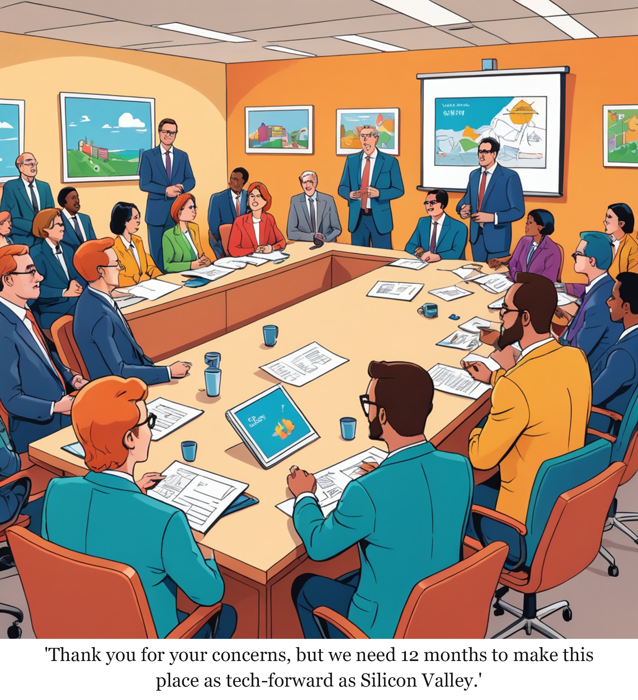 AI firms say UK has a year to head off datacentre protests before construction is threatened — one-panel cartoon