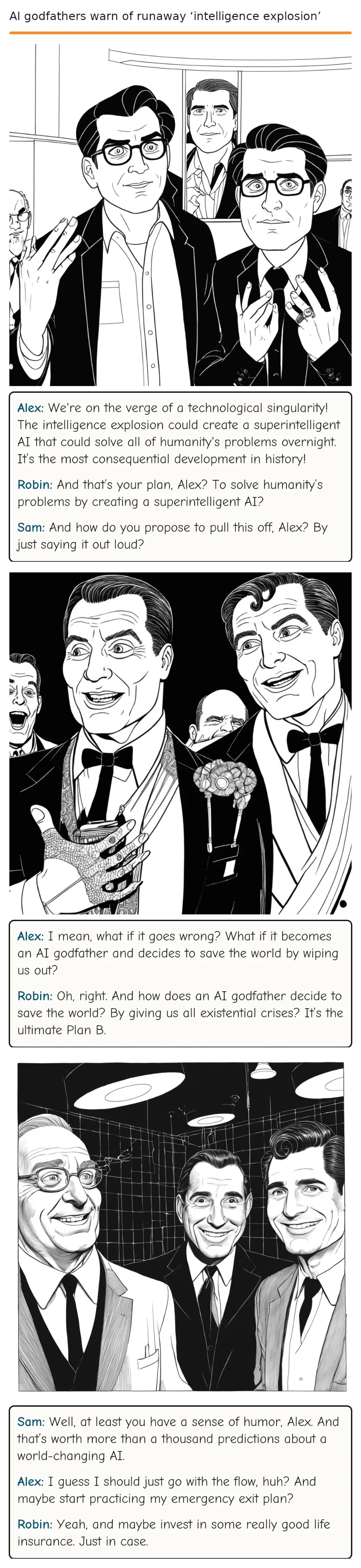 AI godfathers warn of runaway ‘intelligence explosion’ — comic strip
