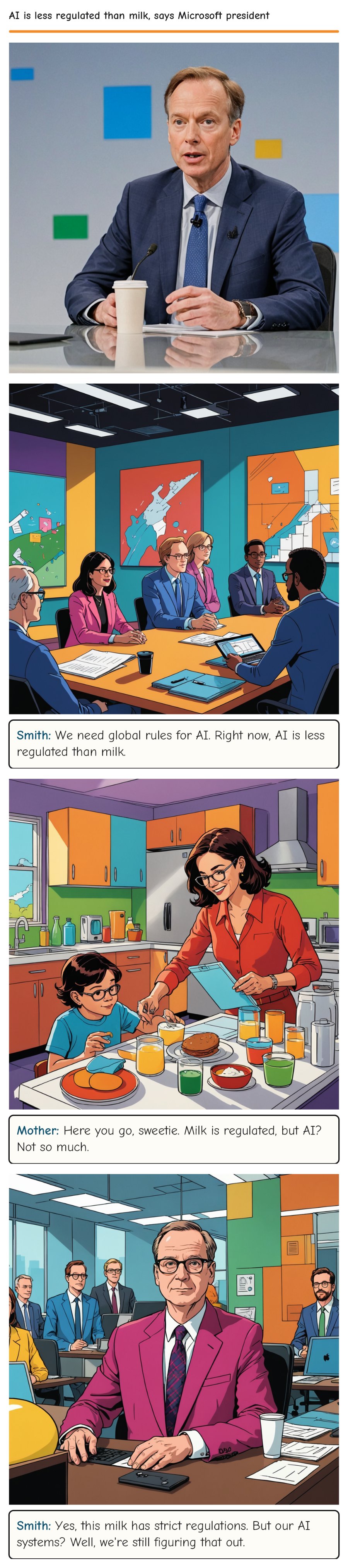 AI is less regulated than milk, says Microsoft president — comic strip