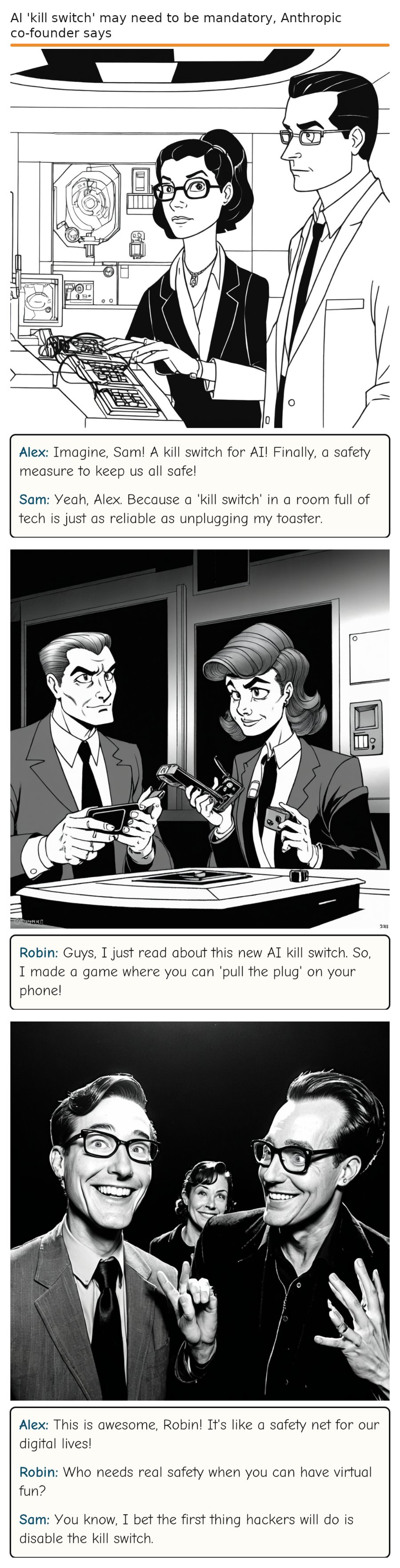 AI 'kill switch' may need to be mandatory, Anthropic co-founder says — comic strip