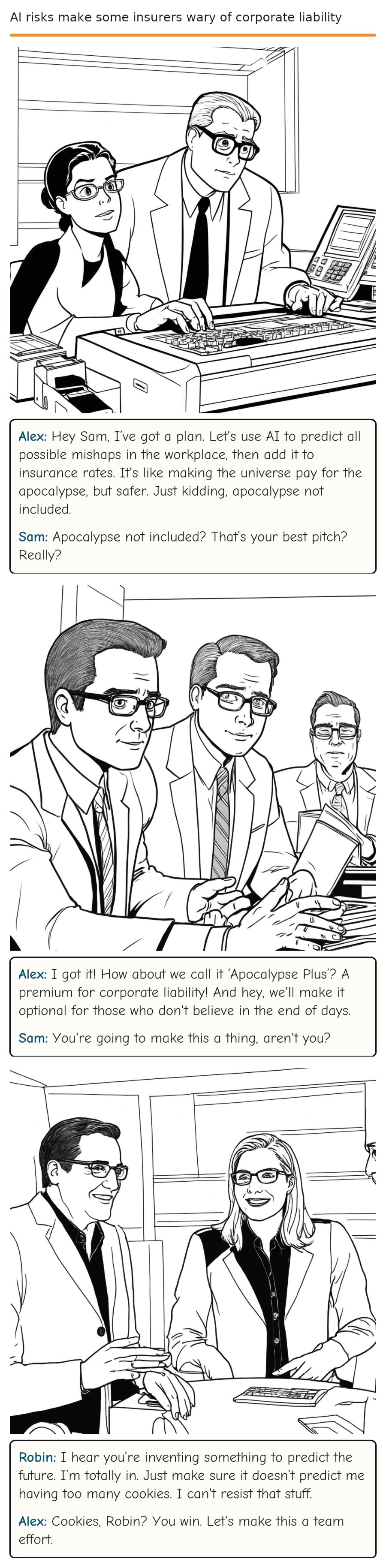 AI risks make some insurers wary of corporate liability — comic strip