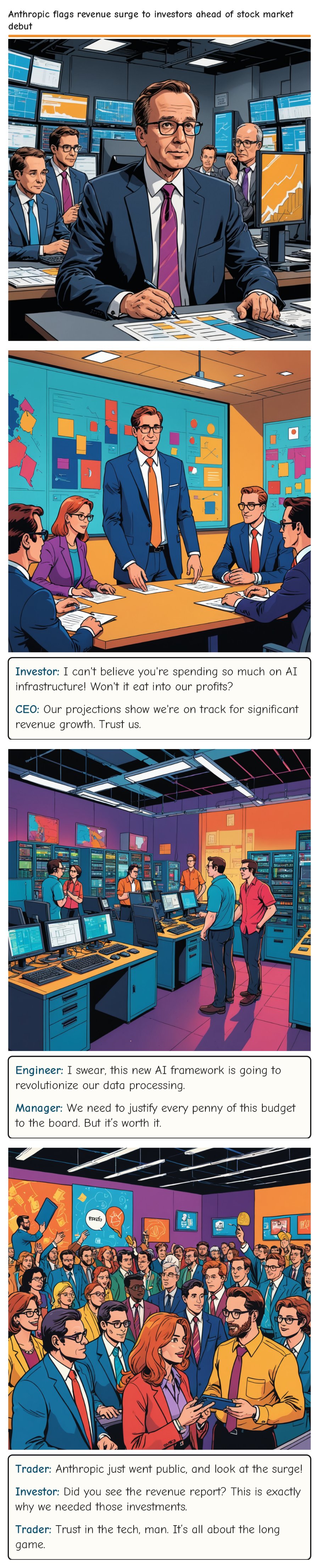 Anthropic flags revenue surge to investors ahead of stock market debut — comic strip