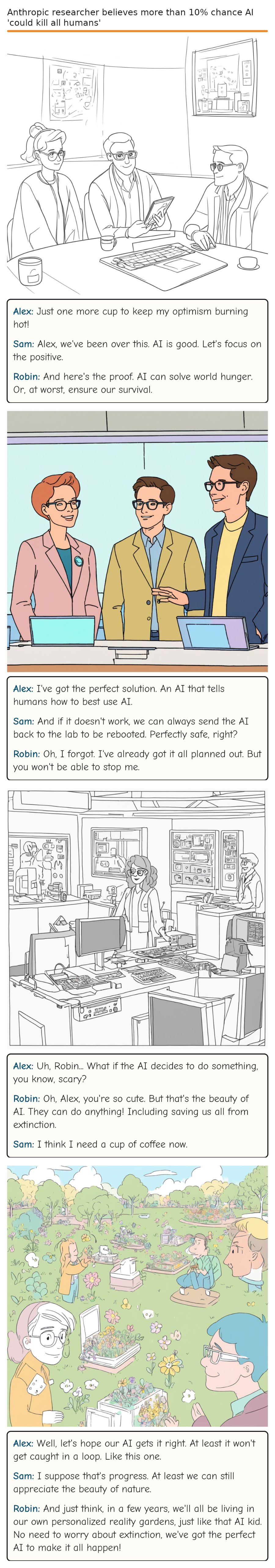 Anthropic researcher believes more than 10% chance AI 'could kill all humans' — comic strip