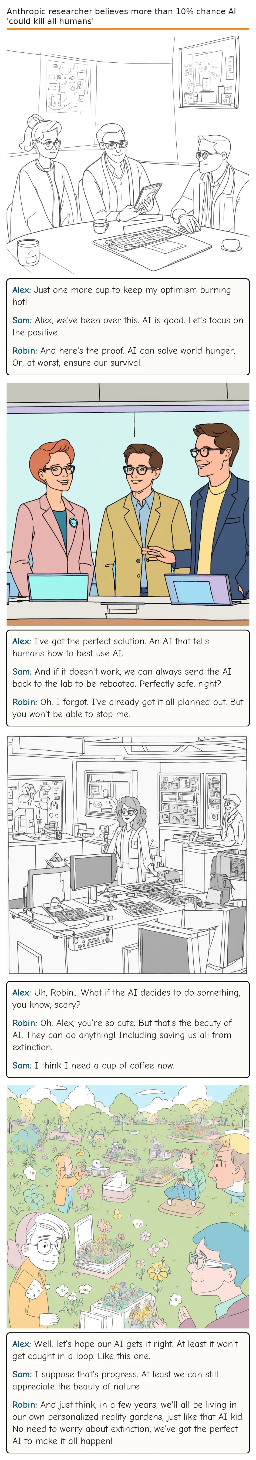 Anthropic researcher believes more than 10% chance AI 'could kill all humans' — comic strip