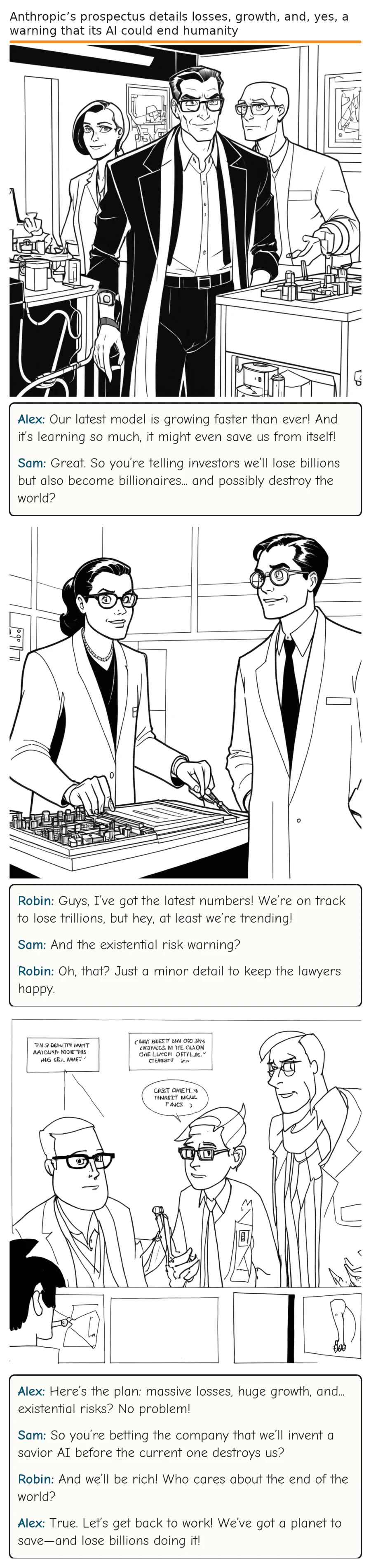 Anthropic’s prospectus details losses, growth, and, yes, a warning that its AI could end humanity — comic strip