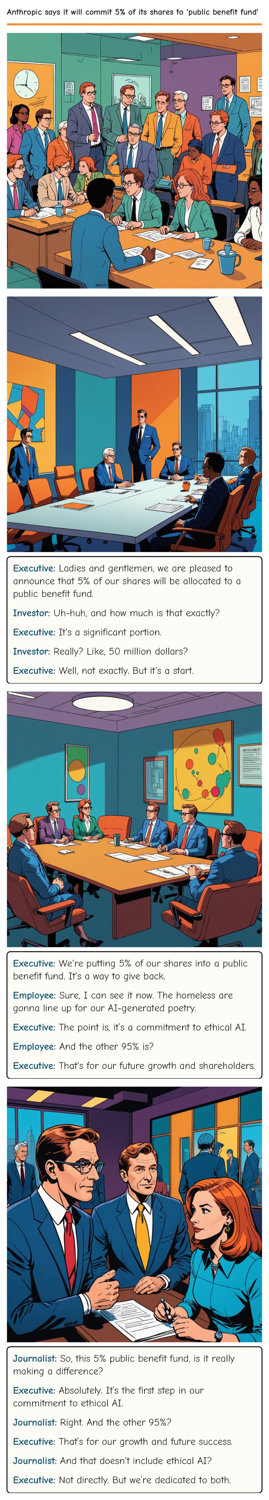 Anthropic says it will commit 5% of its shares to 'public benefit fund' — comic strip