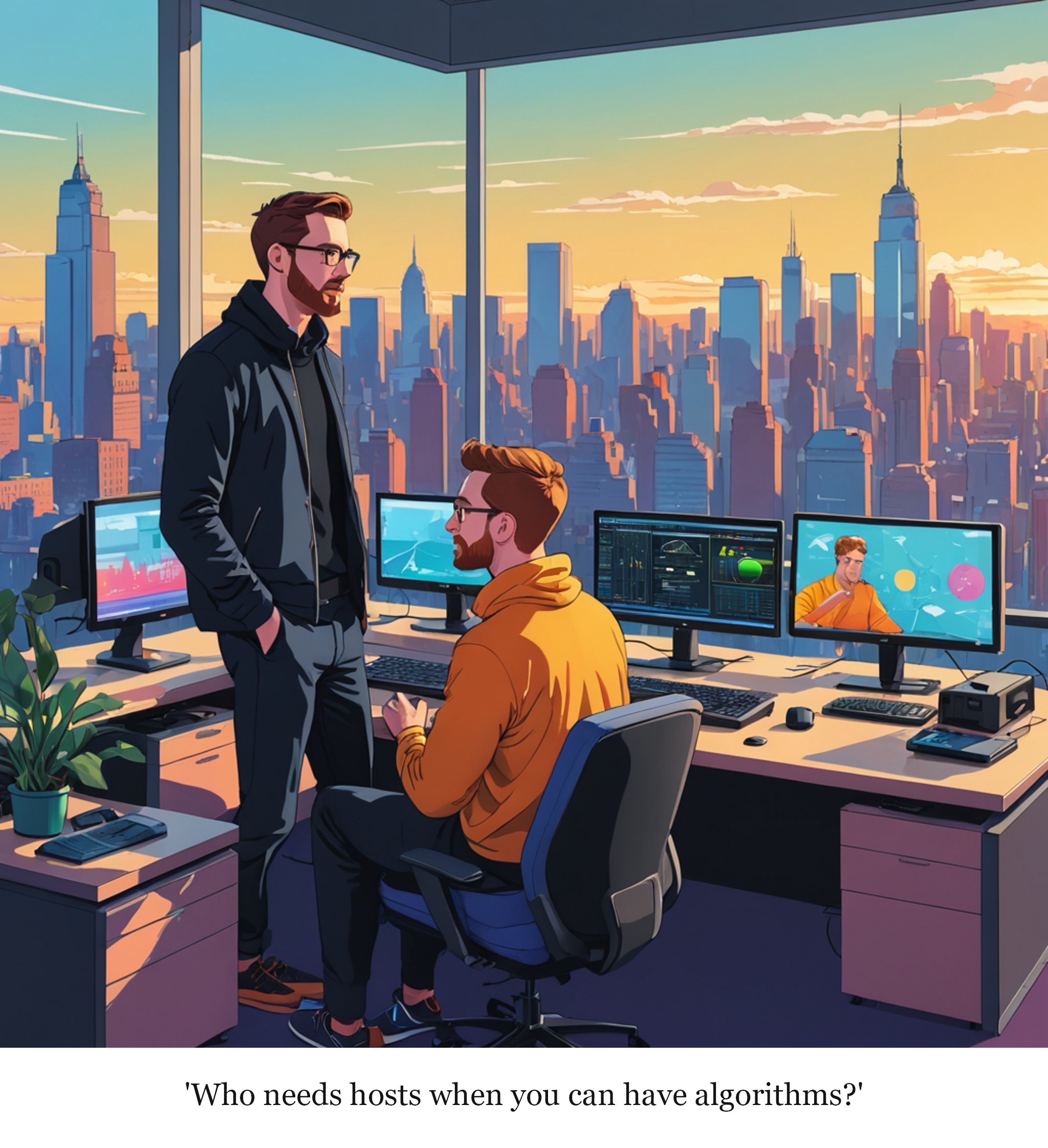 Apple discloses deal to hire team and license tech from personalized podcast startup Huxe — one-panel cartoon