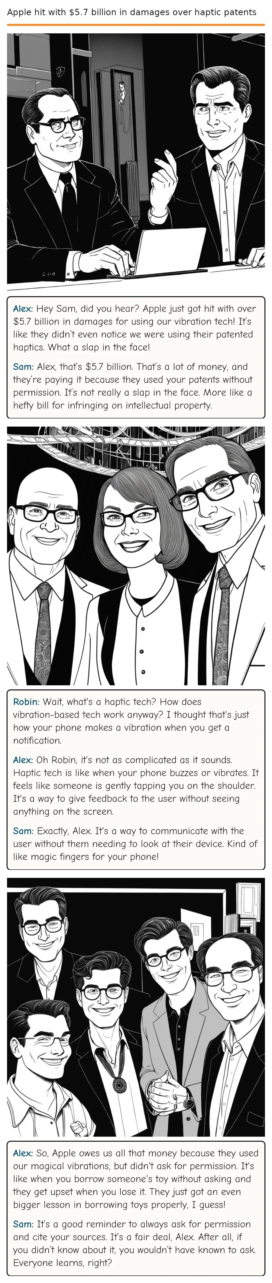 Apple hit with $5.7 billion in damages over haptic patents — comic strip