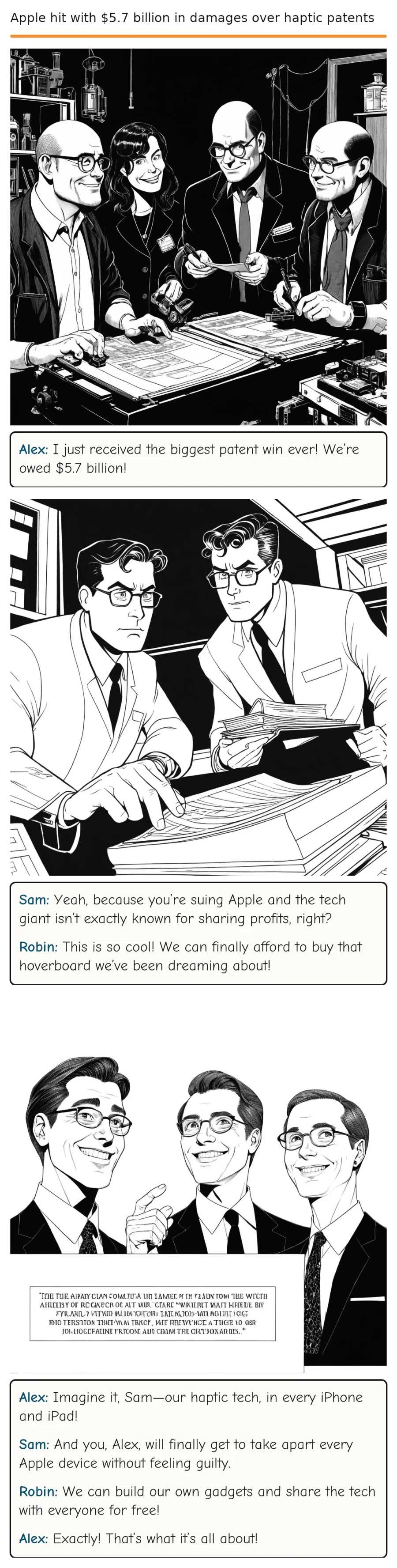 Apple hit with $5.7 billion in damages over haptic patents — comic strip