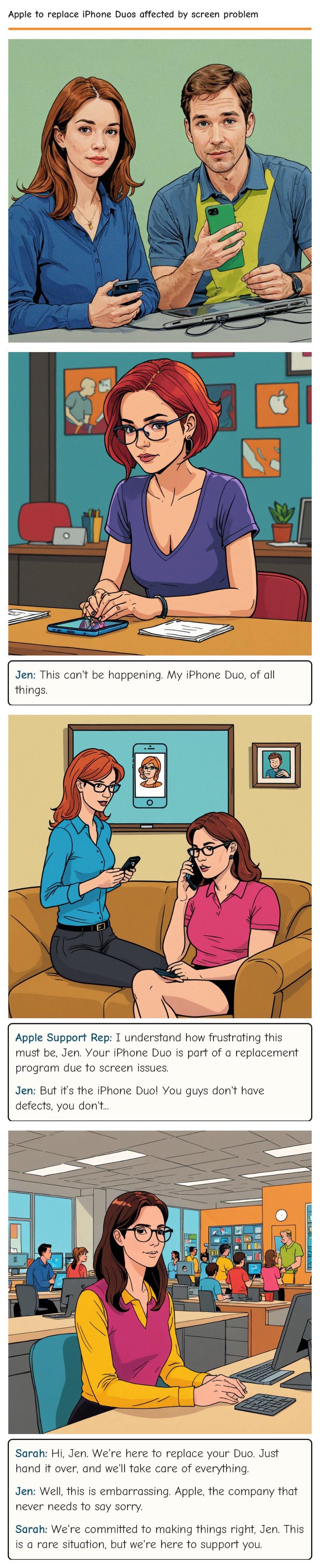 Apple to replace iPhone Duos affected by screen problem — comic strip