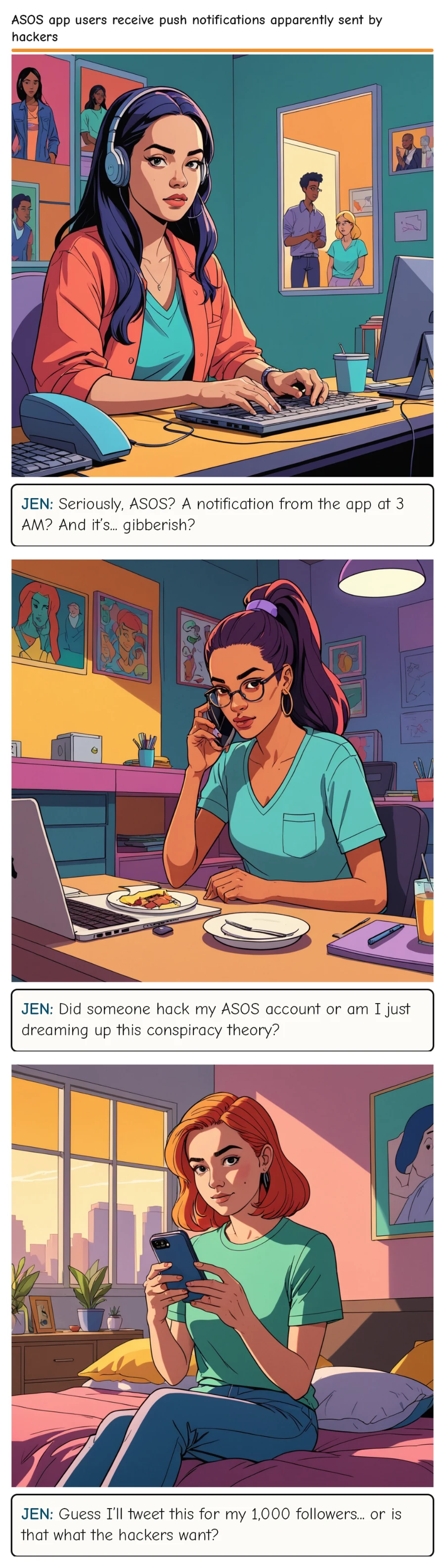 ASOS app users receive push notifications apparently sent by hackers — comic strip