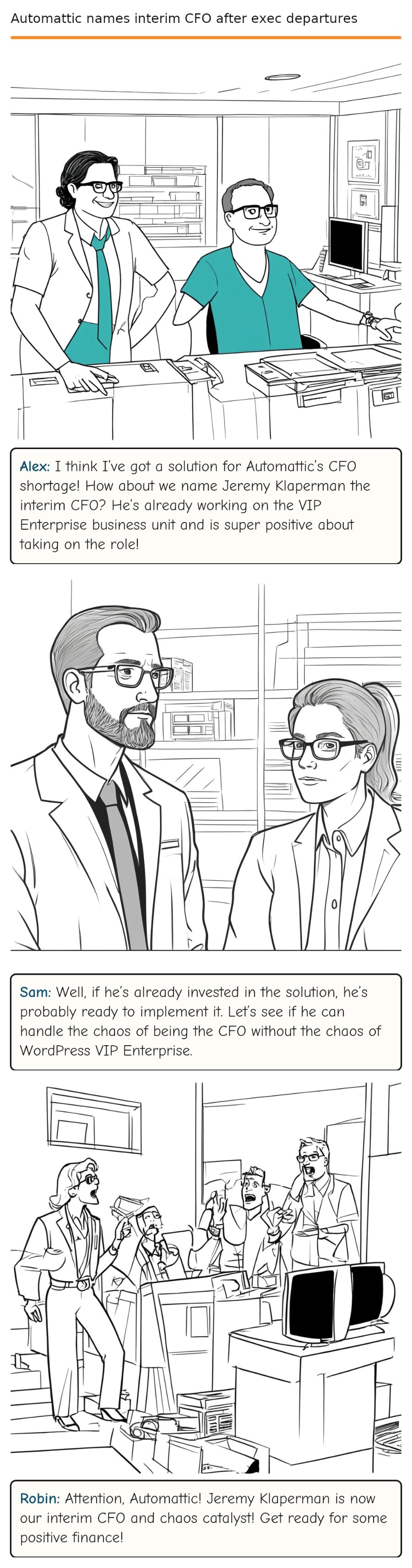 Automattic names interim CFO after exec departures — comic strip