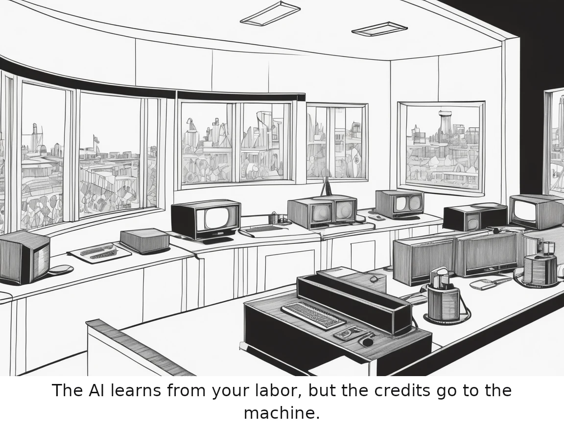 The AI learns from your labor, but the credits go to the machine.