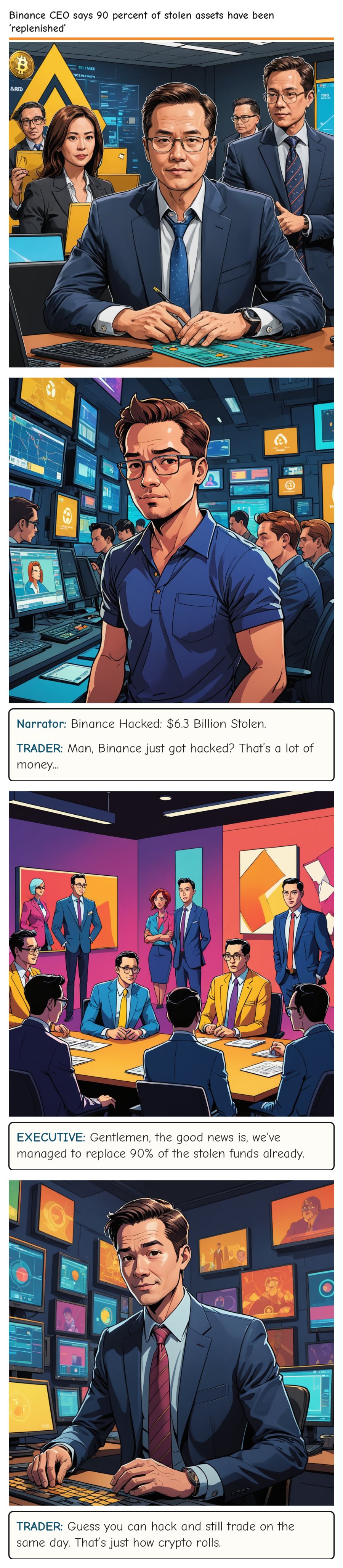 Binance CEO says 90 percent of stolen assets have been ‘replenished’