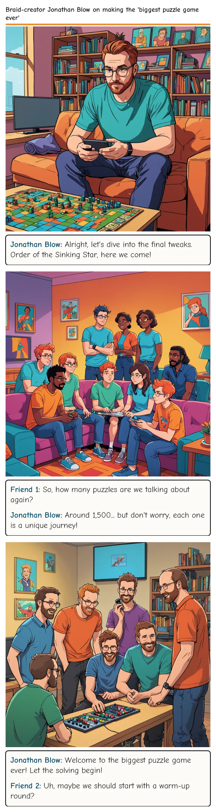Braid-creator Jonathan Blow on making the 'biggest puzzle game ever' — comic strip