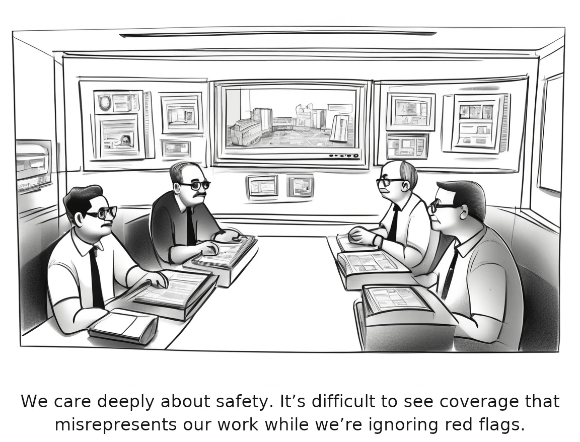 We care deeply about safety. It’s difficult to see coverage that misrepresents our work while we’re ignoring red flags.