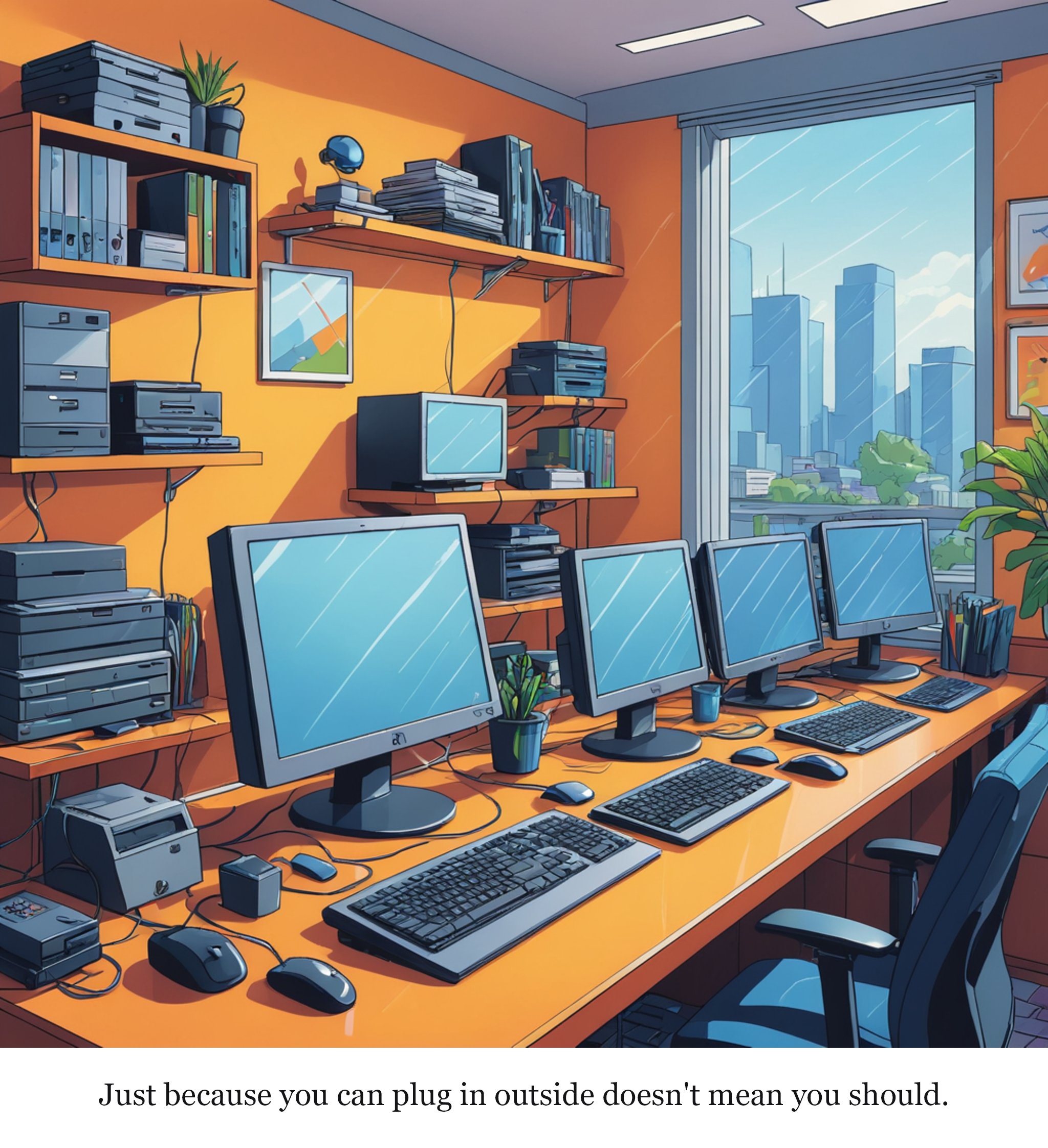 Can you run regular Ethernet cables outside? — one-panel cartoon
