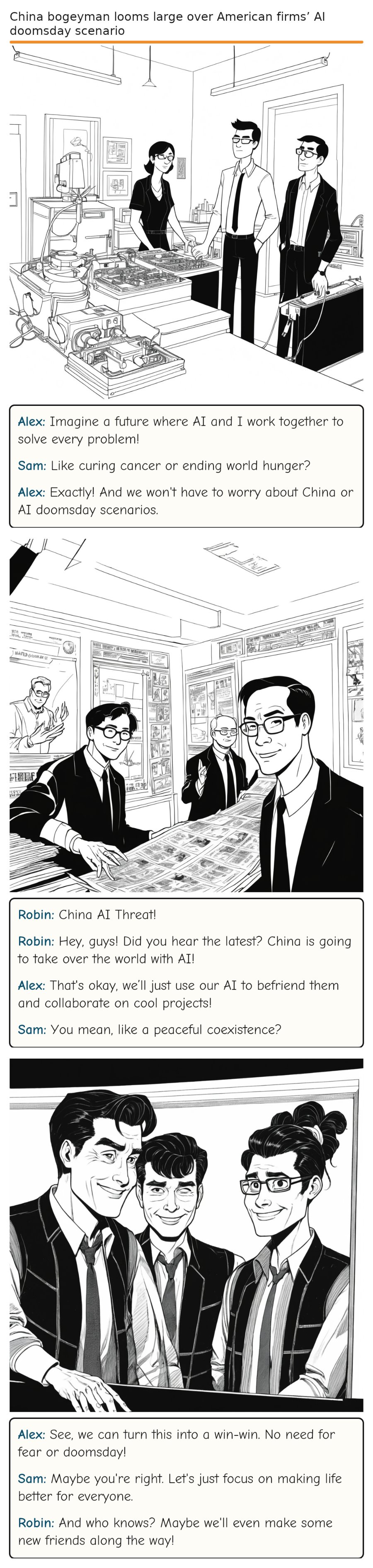 China bogeyman looms large over American firms’ AI doomsday scenario — comic strip