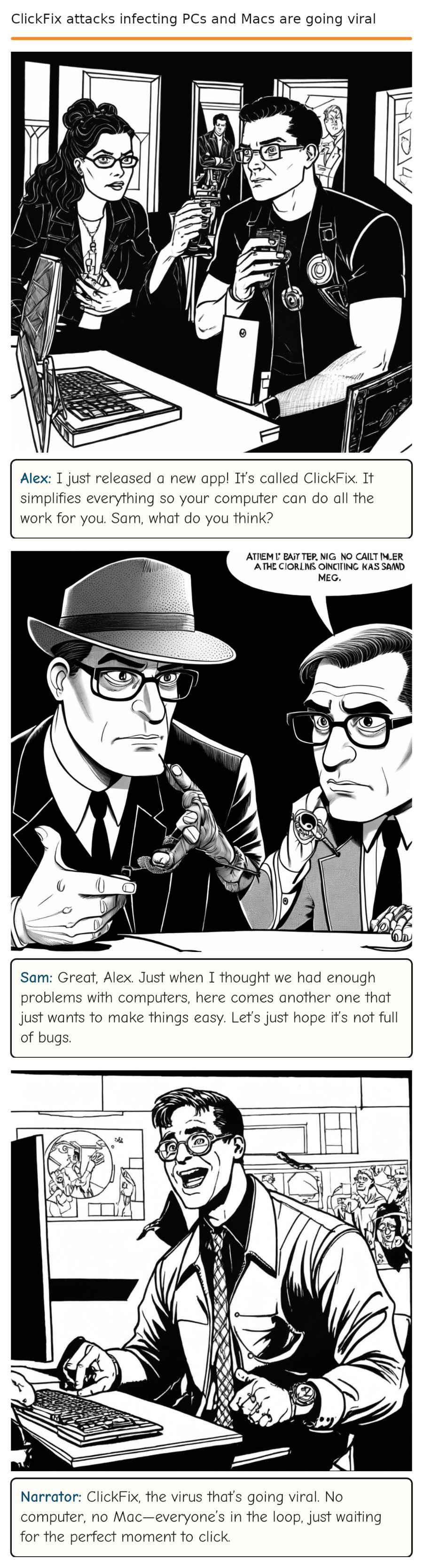 ClickFix attacks infecting PCs and Macs are going viral — comic strip
