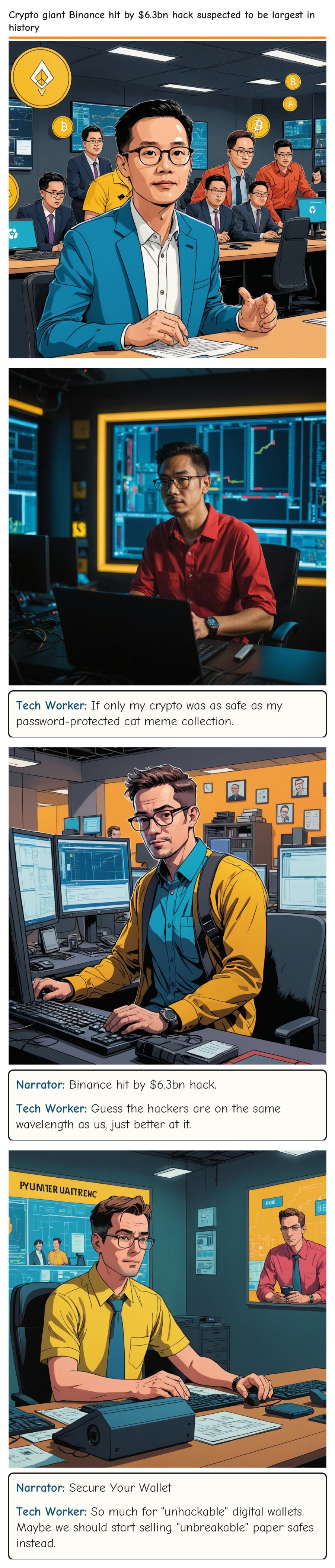 Crypto giant Binance hit by $6.3bn hack suspected to be largest in history — comic strip