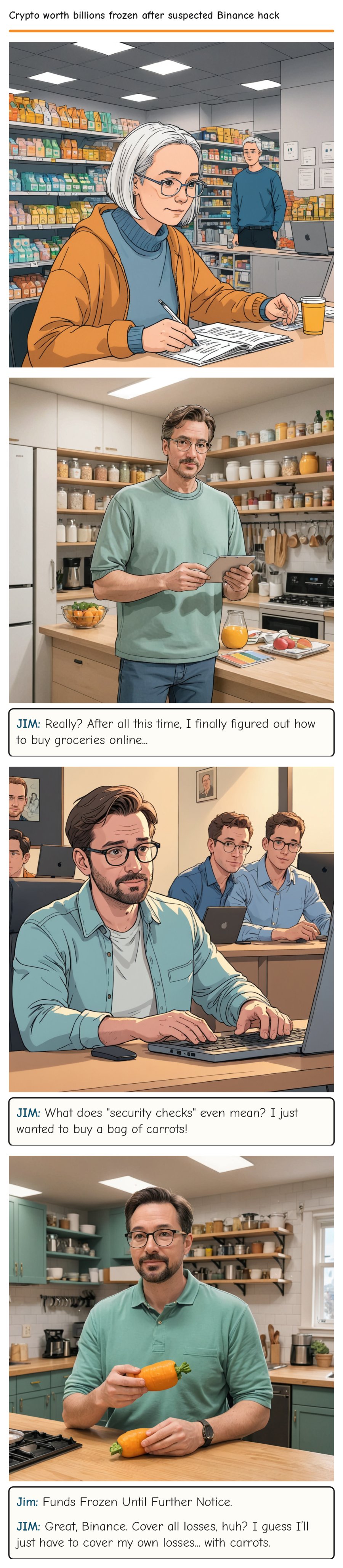 Crypto worth billions frozen after suspected Binance hack — comic strip