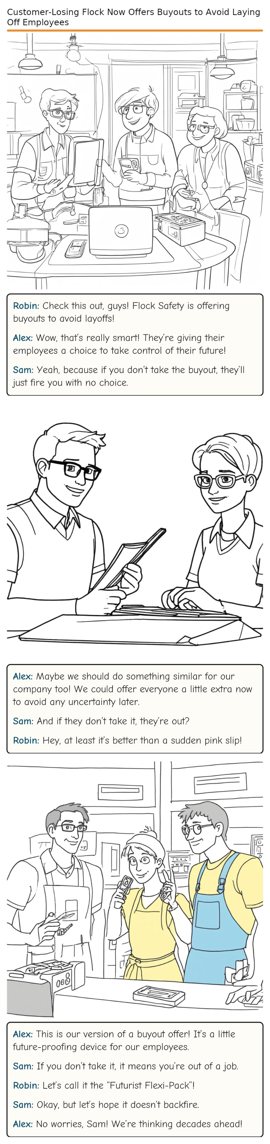 Customer-Losing Flock Now Offers Buyouts to Avoid Laying Off Employees — comic strip
