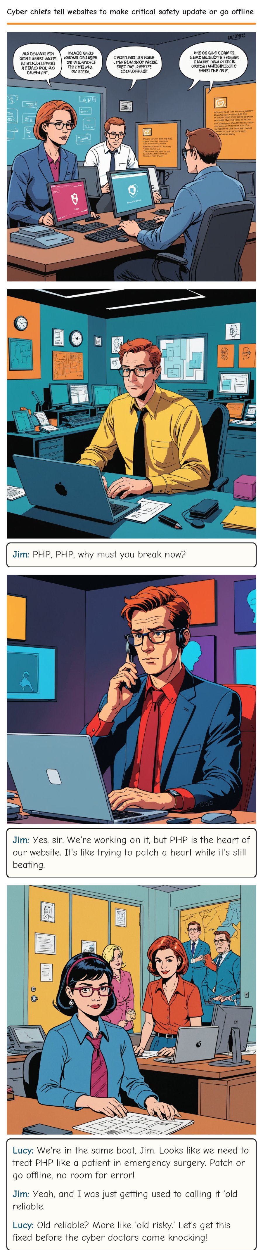 Cyber chiefs tell websites to make critical safety update or go offline — comic strip