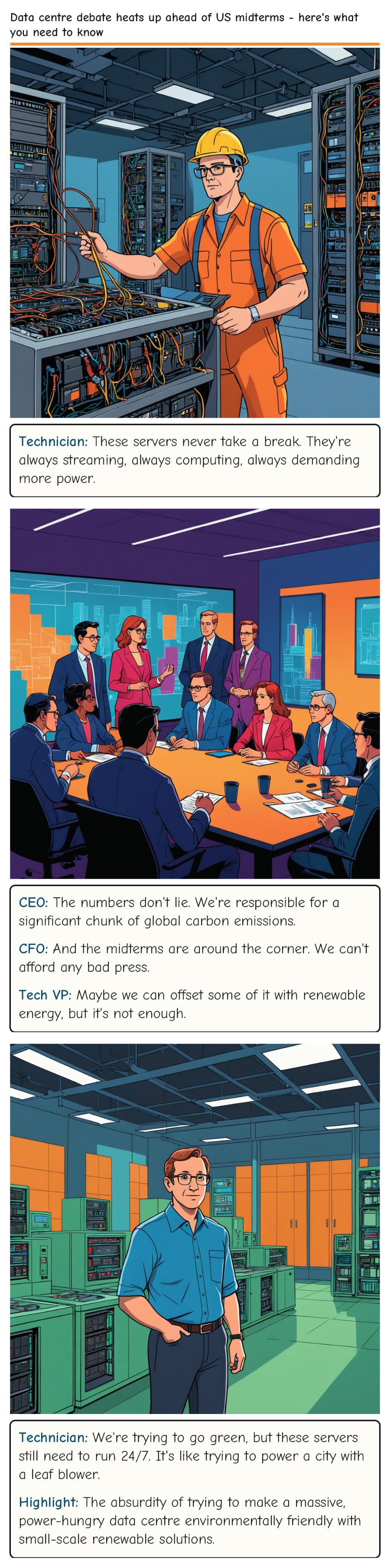 Data centre debate heats up ahead of US midterms - here's what you need to know — comic strip