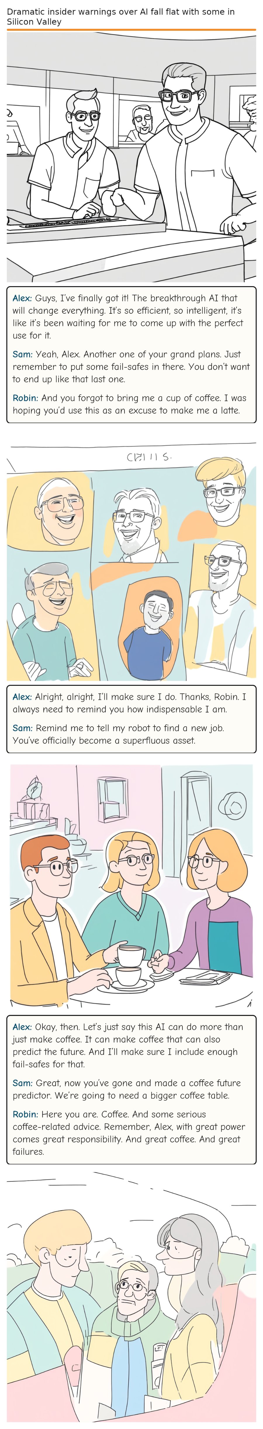 Dramatic insider warnings over AI fall flat with some in Silicon Valley — comic strip