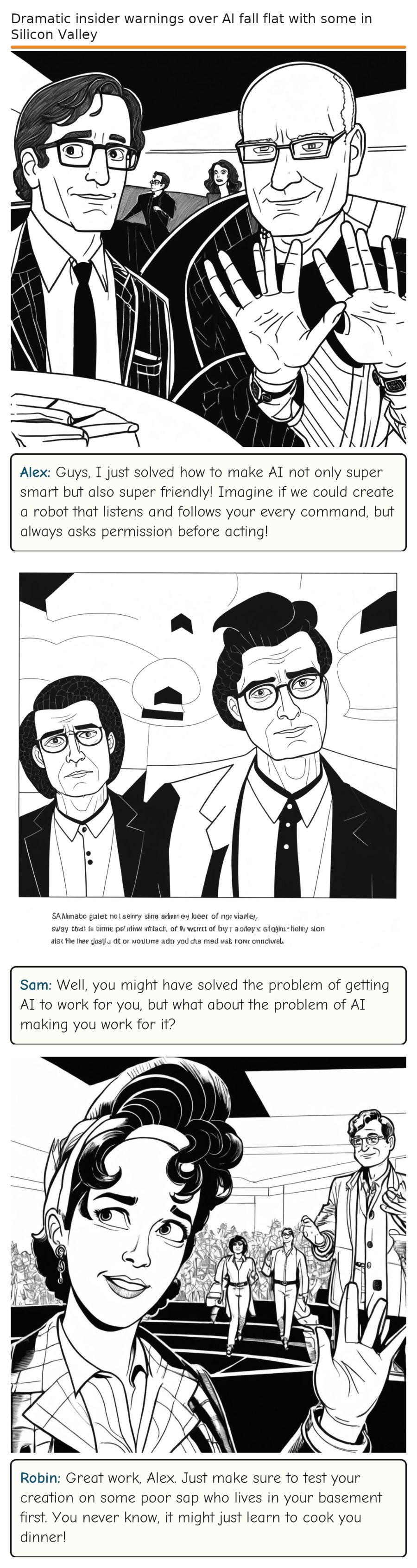 Dramatic insider warnings over AI fall flat with some in Silicon Valley — comic strip