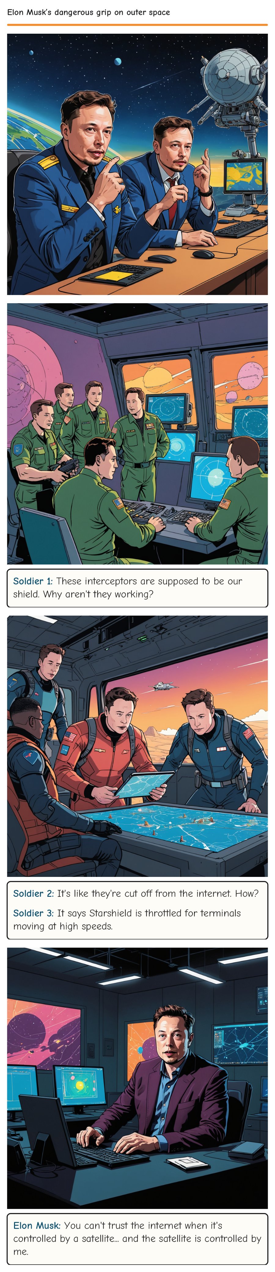 Elon Musk’s dangerous grip on outer space — comic strip