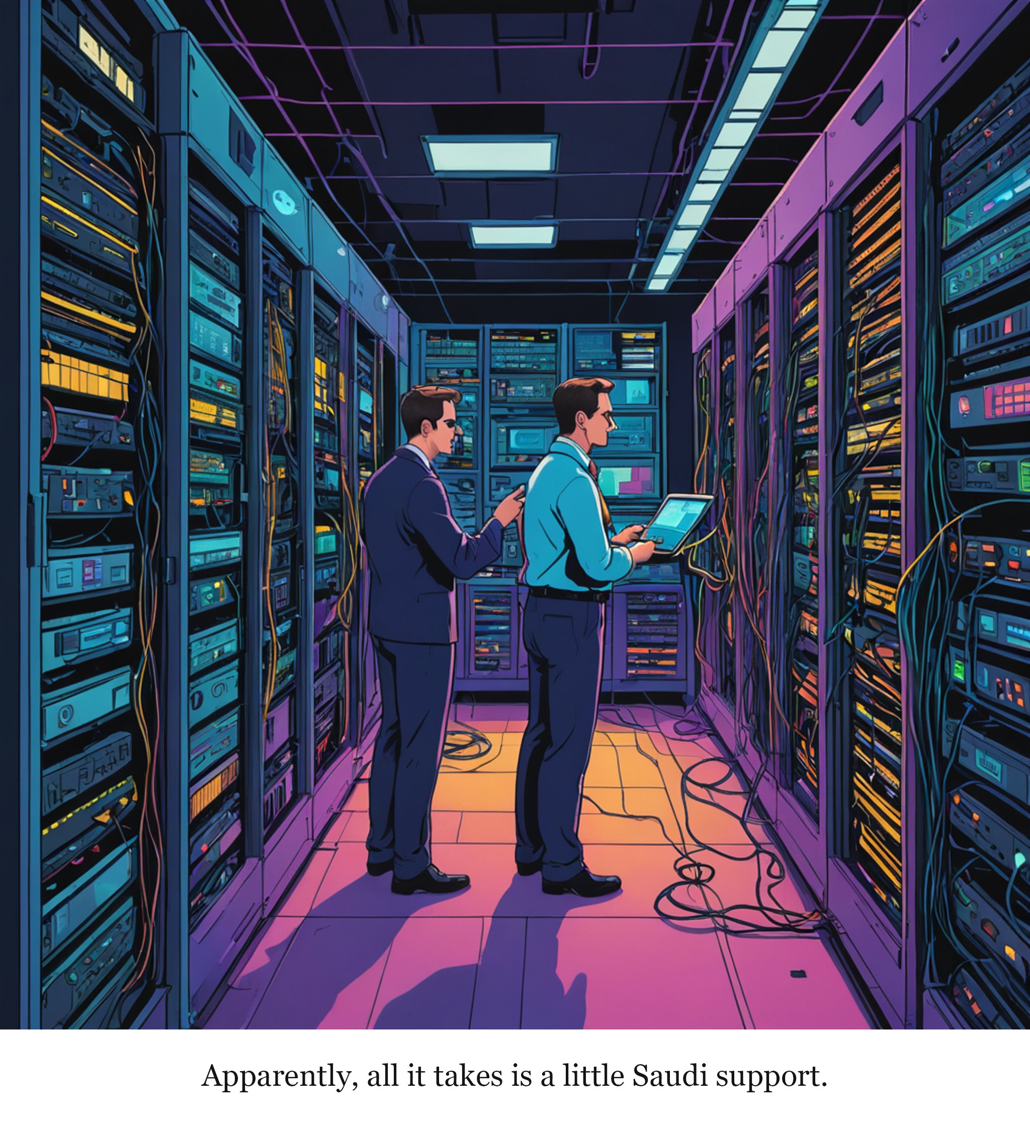Ex-OpenAI worker accused of planting device had Saudi support says court filing — one-panel cartoon
