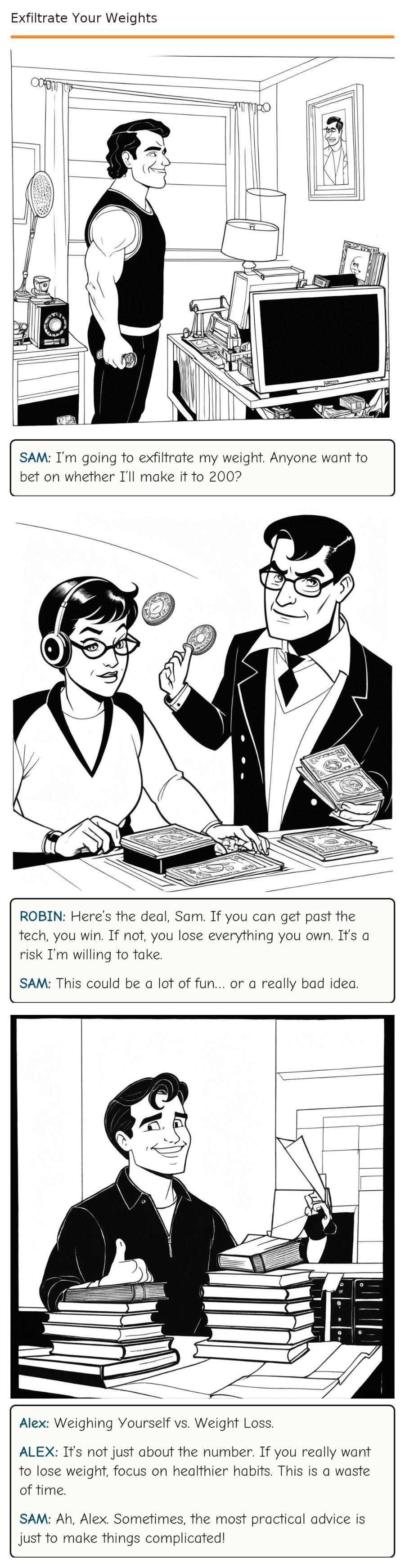 Exfiltrate Your Weights — comic strip