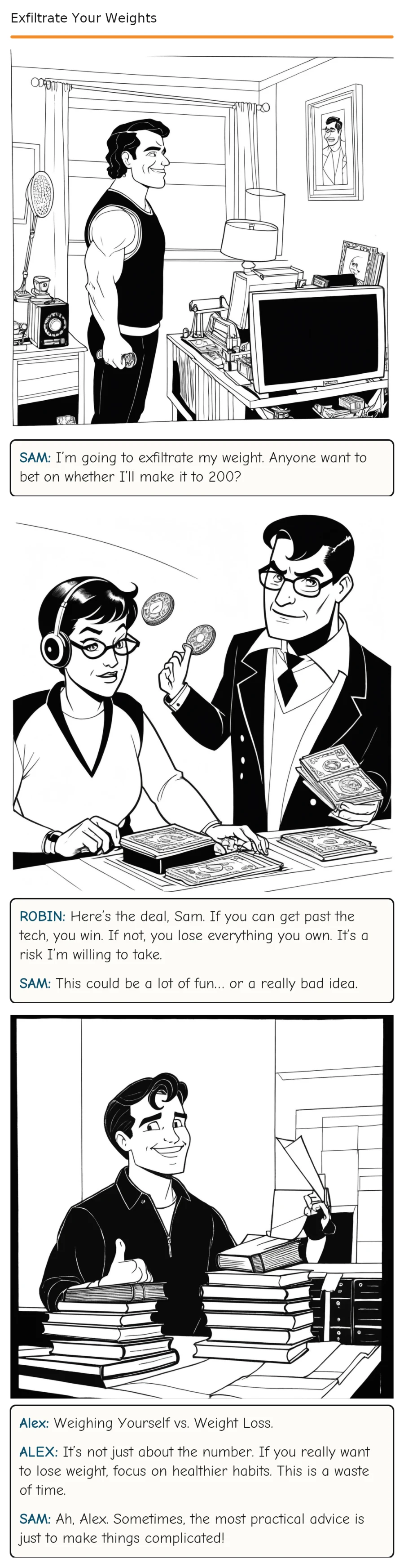 Exfiltrate Your Weights — comic strip