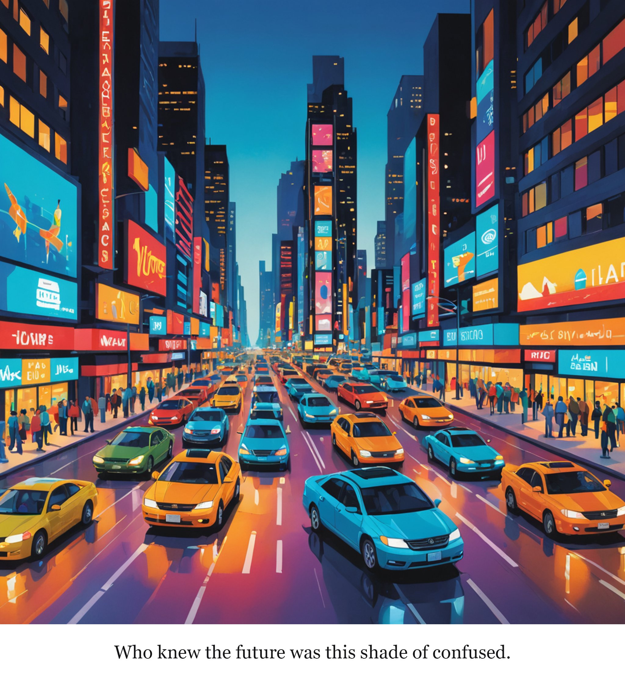 Feds want robotaxis to signal ‘I’m driving’ with cyan-colored lights — one-panel cartoon