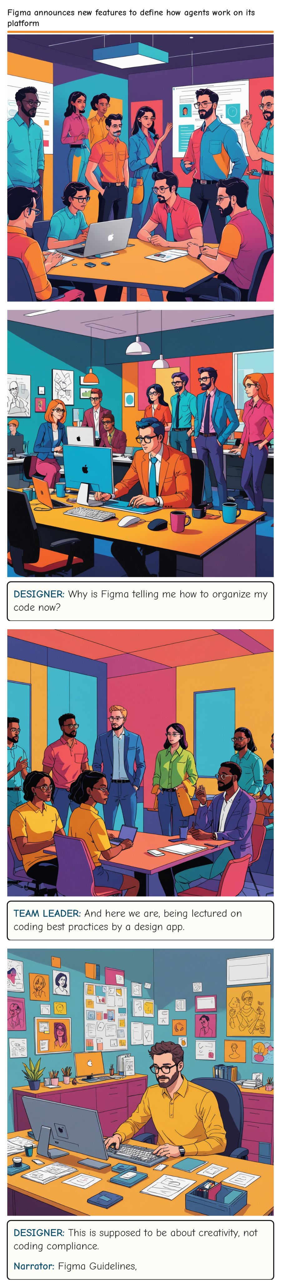 Figma announces new features to define how agents work on its platform — comic strip