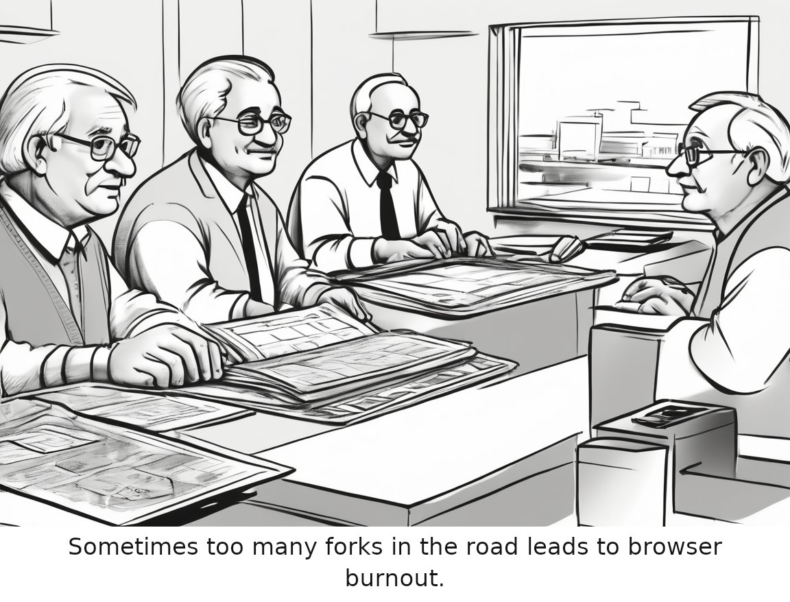 Firefox 156 arrives with a forest of forks in its wake — one-panel cartoon