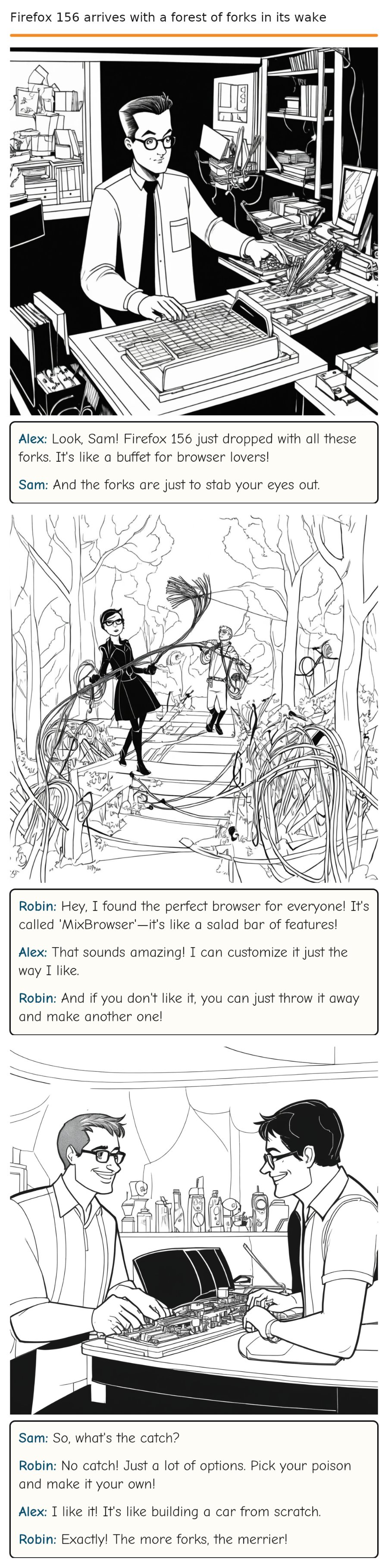 Firefox 156 arrives with a forest of forks in its wake — comic strip