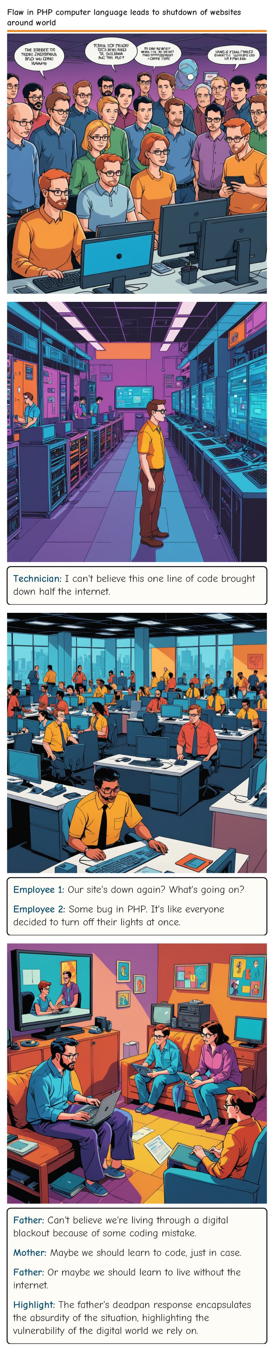 Flaw in PHP computer language leads to shutdown of websites around world — comic strip