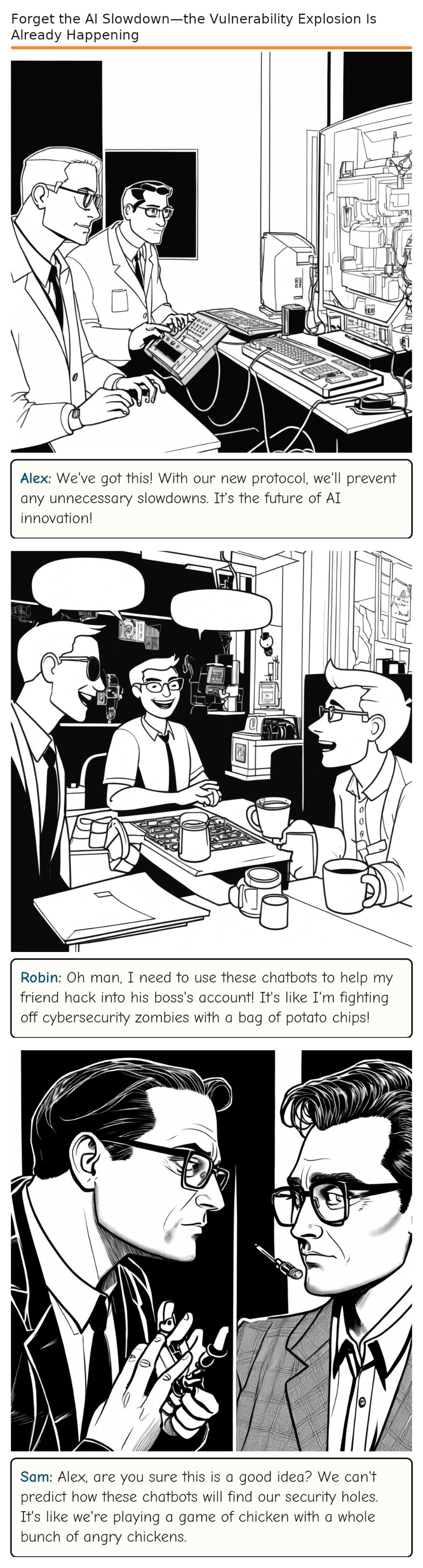 Forget the AI Slowdown—the Vulnerability Explosion Is Already Happening — comic strip