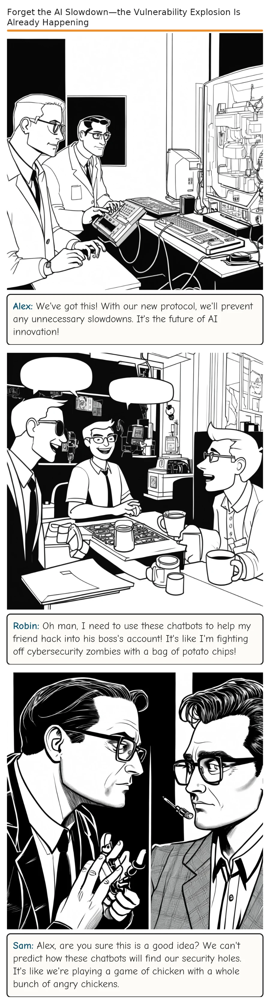 Forget the AI Slowdown—the Vulnerability Explosion Is Already Happening — comic strip