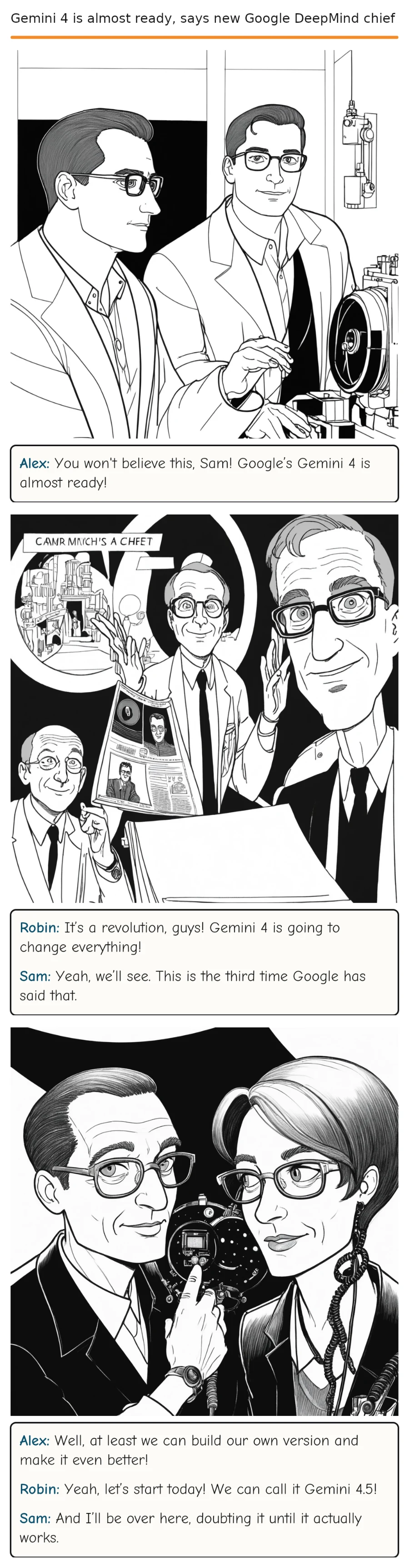 Gemini 4 is almost ready, says new Google DeepMind chief — comic strip