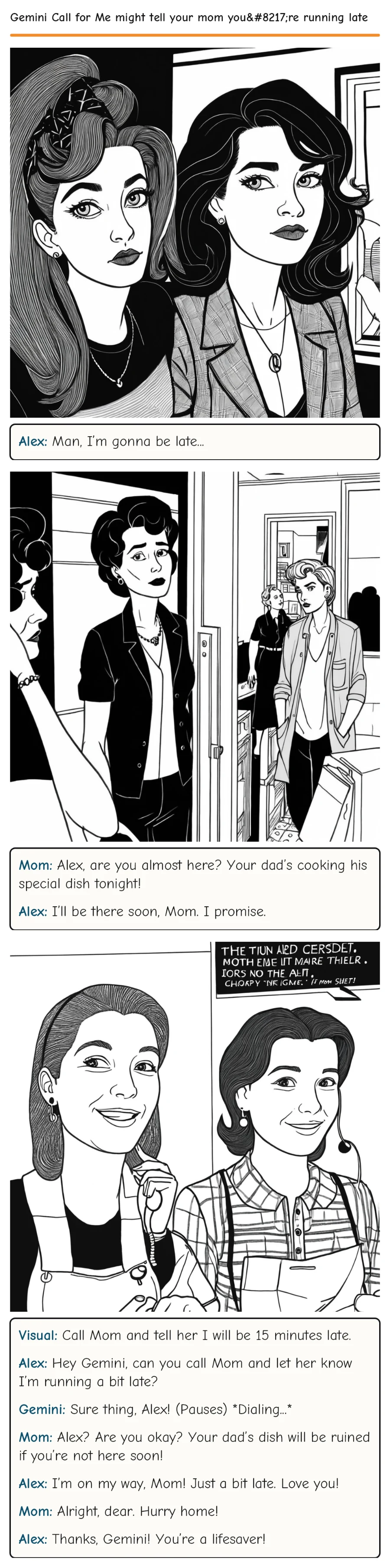 Gemini Call for Me might tell your mom you’re running late — comic strip