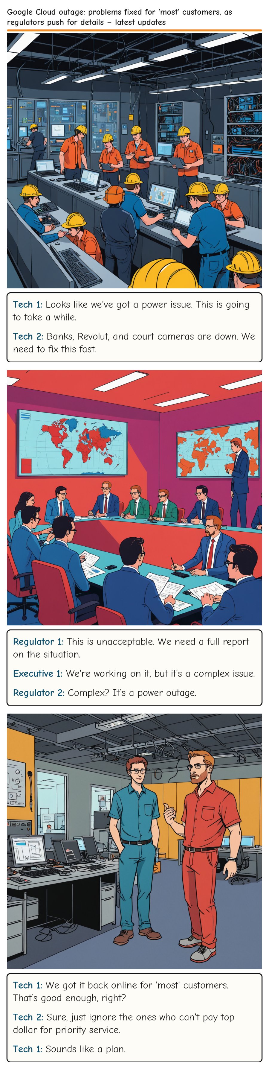 Google Cloud outage: problems fixed for ‘most‘ customers, as regulators push for details – latest updates — comic strip