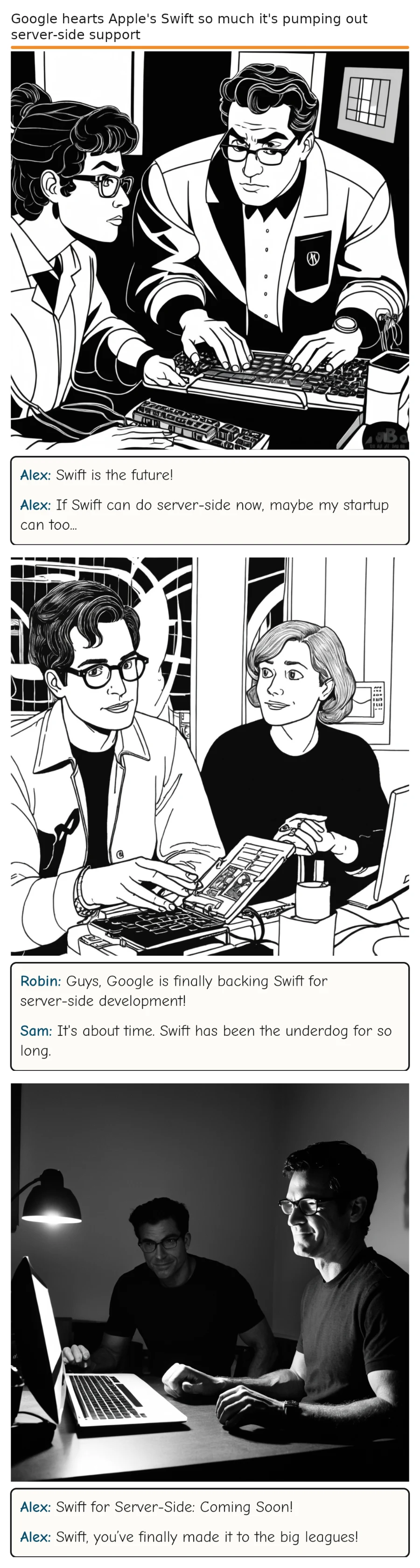 Google hearts Apple's Swift so much it's pumping out server-side support — comic strip